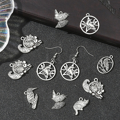 48Pcs 6 Styles Tibetan Style Alloy Pendants FIND-SC0019-41-1