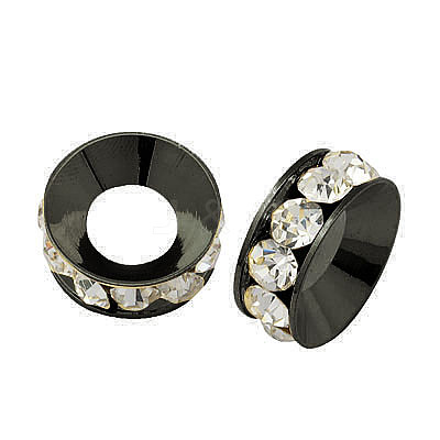 Brass Rhinestone Spacer Beads X-RB-A020-9mm-01B-1