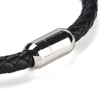 Natural Fuchsite Round Bead Braided Leather Cord Bracelets for Men Women BJEW-A009-11P-01-1