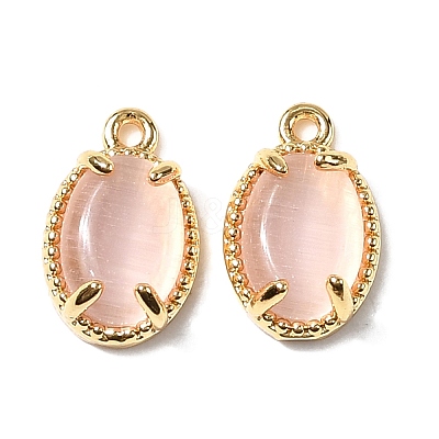 Oval Brass Charms KK-D024-01B-G-1