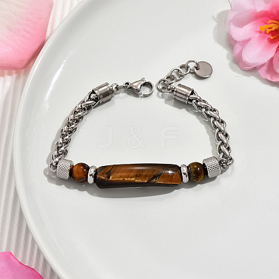 Natural Tiger Eye Round Beaded Bracelets PO7911-1