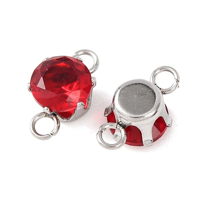 304 Stainless Steel Micro Pave Cubic Zirconia Connector Charms STAS-H240-50P-03-1