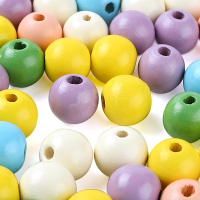 240Pcs 6 Colors Painted Natural Wood Beads WOOD-LS0001-47-1