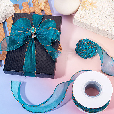 3 Rolls Polyester Organza Ribbons SRIB-TA0001-26B-1