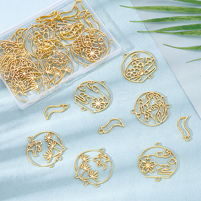 40Pcs 2 Style Alloy Lantern Links PALLOY-OC0002-90-1