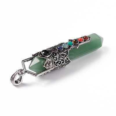 Natural Green Aventurine Big Pointed Pendants G-H281-02F-1