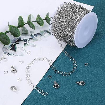 10M 304 Stainless Steel Heart Link Chains STAS-SZ0003-37-1