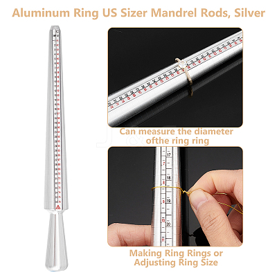 Aluminum Ring US Sizer Mandrel Rods TOOL-WH0159-32-1