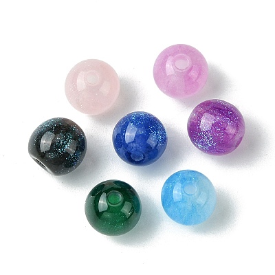 25Pcs Round Imitation Cat Eye Resin Beads RESI-FS0001-65B-1