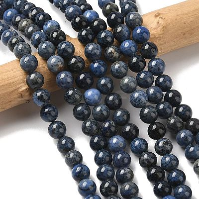 Natural Grade AA Dumortierite Quartz Round Bead Strands G-P075-43-8mm-1