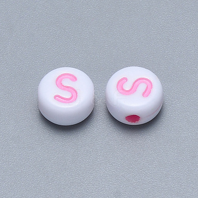 Craft Acrylic Horizontal Hole Letter Beads SACR-S201-11S-1