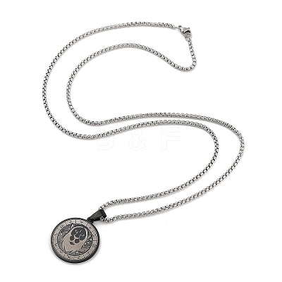 Retro Mandala 201 Stainless Steel Box Chain Constellation Pendant Necklaces for Women Men LS-NJEW-M223-01F-1