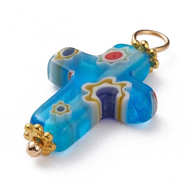 Handmade Millefiori Glass Pendants X-PALLOY-JF00577-1