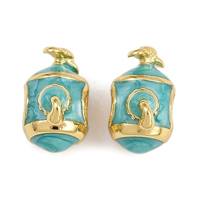 Brass European Enamel Beads KK-D421-09G-1