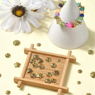 150Pcs 15 Style Tibetan Style Alloy Flower Bead Caps TIBE-YW0001-56-1