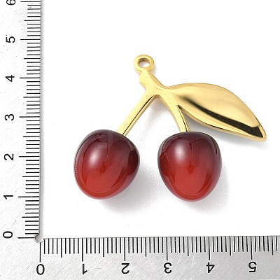 304 Stainless Steel with Acrylic Cherry Pendants STAS-G362-05G-02-1