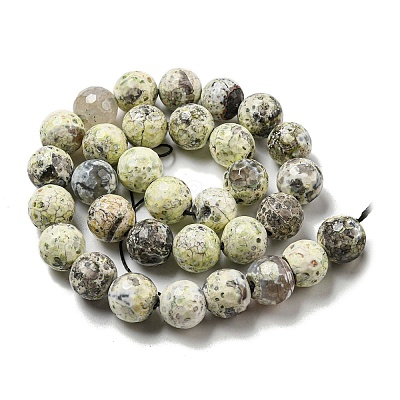 Faceted Natural Fire Crackle Agate Beads Strands G-F447-12mm-J01-1