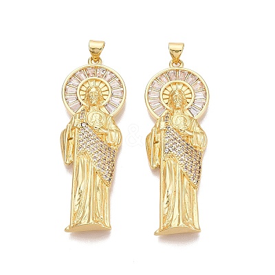 Religion Brass Micro Pave Clear Cubic Zirconia Pendants KK-N287-46C-G-1