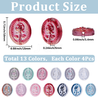52Pcs 13 Colors Baking Paint Transparent Glass Beads GLAA-SC0003-18-1
