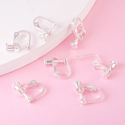 Brass Screw On Clip-on Earring Findings X-KK-L164-02S-1
