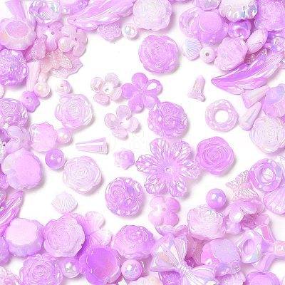 Rainbow Iridescent Plating Acrylic Beads OACR-U006-01G-1