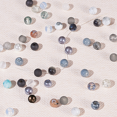 Glass Round Beads GLAA-PH0007-60-WH-1