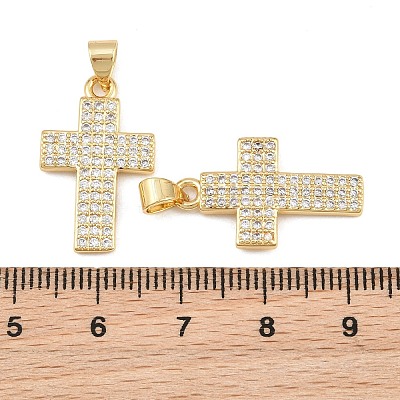 Brass Micro Pave Clear Cubic Zirconia Pendants CU-CBADC6C-05G-01-1