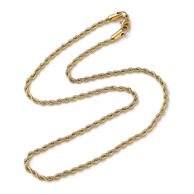 PVD Vacuum Plating 304 Stainless Steel Rope Chain Necklaces NJEW-H019-02G-1