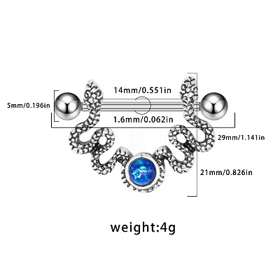 316L Surgical Stainless Steel Capri Blue Rhinestone Nipple Stirrup WG55624-02-1
