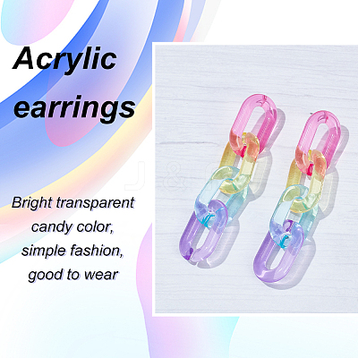5 Pairs 5 Colors Acrylic Cable Chains Dangle Stud Earrings EJEW-AN0004-06-1
