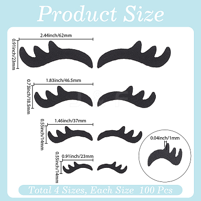400Pcs 4 Styles Felt Craft Doll Eyelash DIY-GF0013-62-1