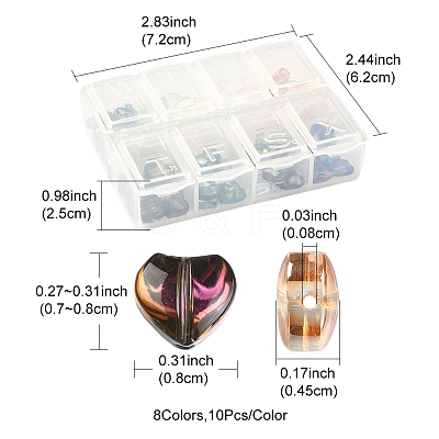 80Pcs 8 Style Transparent Electroplate Glass Beads Strands EGLA-FS0001-35-1