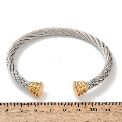 304 Stainless Steel Cuff Bangles BJEW-M136-01C-PG-1