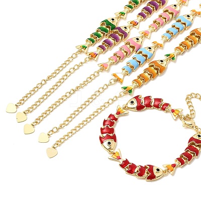 Brass Micro Pave Cubic Zirconia Link Chain Bracelets for Women BJEW-H639-01G-1