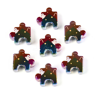 UV Plating Opaque Printed Acrylic European Beads OACR-N153-06E-1
