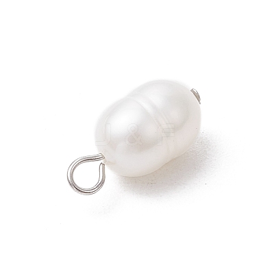 10Pcs 2 Colors Natural Cultured Freshwater Pearl Rice Charms PALLOY-JF03921-1