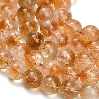 Hearted Natural Citrine Beads Strands GG-T002-A01-10mm-1