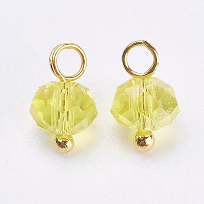 Electroplated Glass Charms GLAA-P038-05G-1