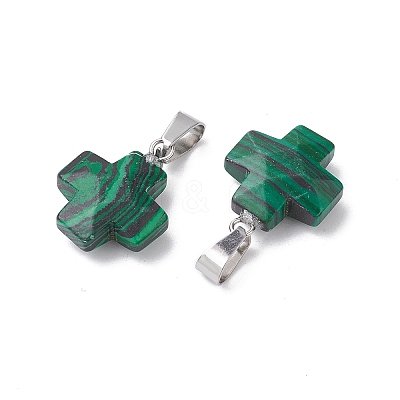 Synthetic Malachite Pendants G-K359-02P-04-1