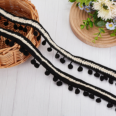 Polyester Pom Pom Lace Trim OCOR-WH0079-32-1