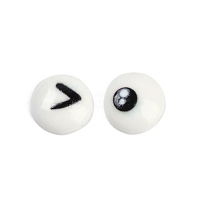 White and Black Flat Round Cartoon Resin Cabochons LS-CRES-Q009-01J-1