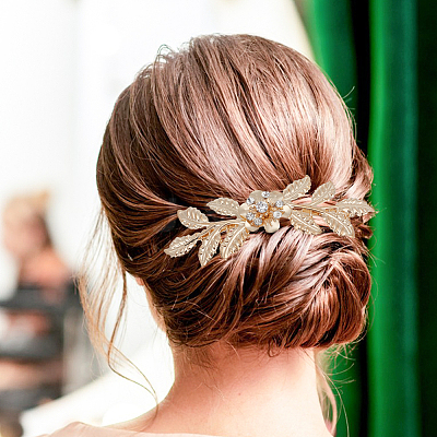 10Pcs 10 Style Wedding Bridal Flower & Leaf Iron Hair Combs OHAR-BC0001-02-1