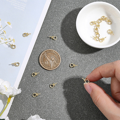 80Pcs Brass Screw Eye Peg Bails KK-ME0004-74G-1
