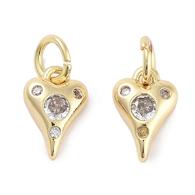 Brass Micro Pave Cubic Zirconia Charms KK-C051-06G-01-1