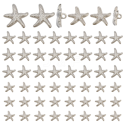 60Pcs 2 Styles 1-Hole Alloy Shank Buttons BUTT-PH0001-79P-1