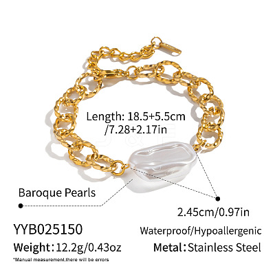 Elegant Rectangle Elegant Baroque Pearl Bead Link Bracelets SX2805-3-1