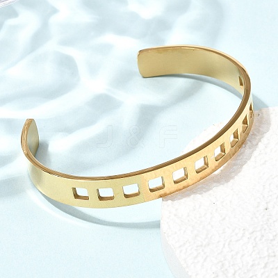 304 Stainless Steel Cutout Cuff Bangles for Women BJEW-H644-11G-1