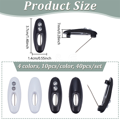 40Pcs Plastic Oval Brooch JEWB-NB0001-25A-1