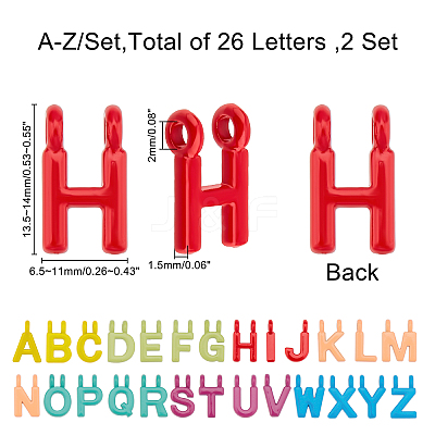 52Pcs 26 Style Spray Painted Alloy Charms PALLOY-PH0002-44-RS-1