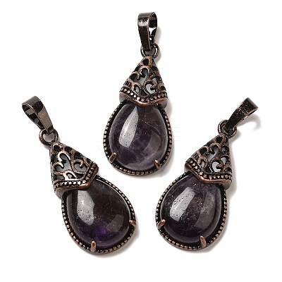 Natural Amethyst Pendants G-H065-01R-18-1